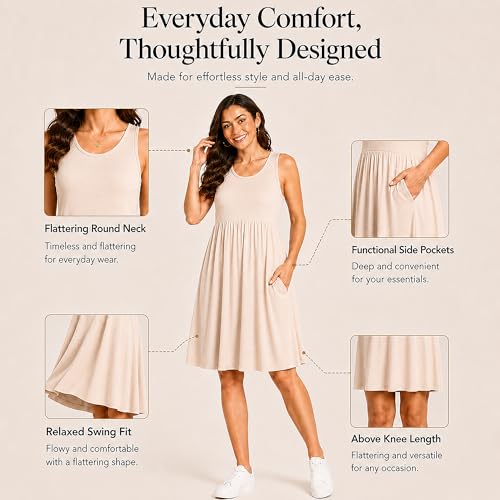 Image of Miss Lavish London Sleeveless Dresses for Women -Casual Summer Dresses with Pockets, Women's Fashion Midi Dress