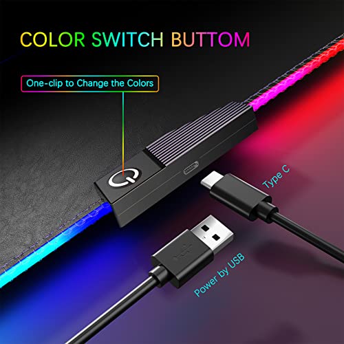 Rgb Mouse Pad, Soft Leather & Rubber Base Mouse Mat, 13.8 X 10.6 Inch Led Gaming Mouse Pads With 9 Lighting Modes, Anti-Slip Waterproof Mousepads For Laptop Computer Pc Games (Black) #TOP2