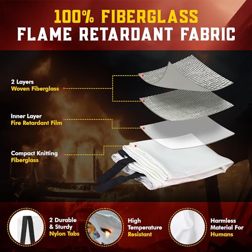 Mart Cobra Emergency Fire Blanket for Home and Kitchen – Easy to Carry 40” x 40” Fire Suppression Blanket Can Fit in Survival Kits & Camping Gears – Made with 100% Fiberglass Fabric – 2-Pack