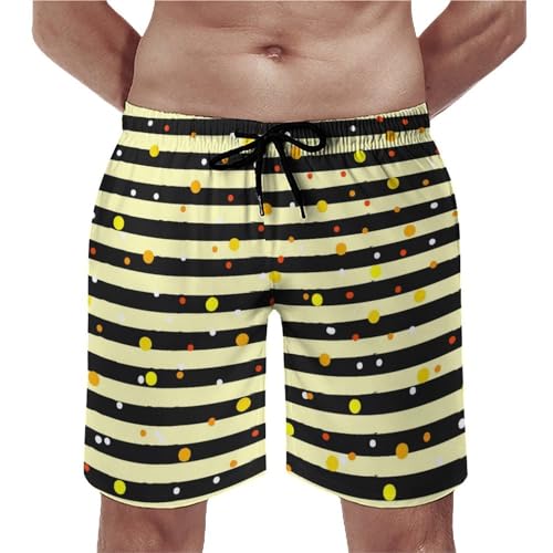 Maillot de bain homme rayures et pois short de bain à séchage rapide avec poches taille S