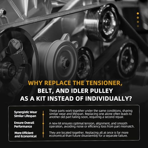 Image of Belt Tensioner and Idler Pulley Serpentine Belt kit for Mercedes-Benz C300 /E350 /ML350 /GLK350 /C230 2006-2011, 2722021419, 2722000270, 2722021019, A0039937296, A2722021419, A2722000270, A2722020000