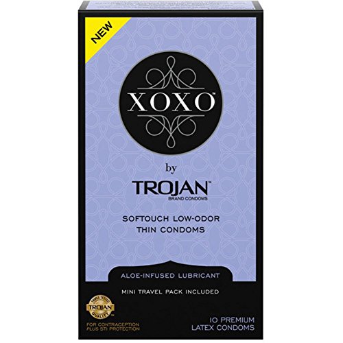 XOXO Condoms by Trojan, Thin Softouch Lubricated Latex Condoms, 10ct