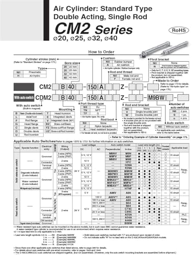 Cylindre d'air SMC CDM2B25 double effet alésage 25mm avec course réglable - 7