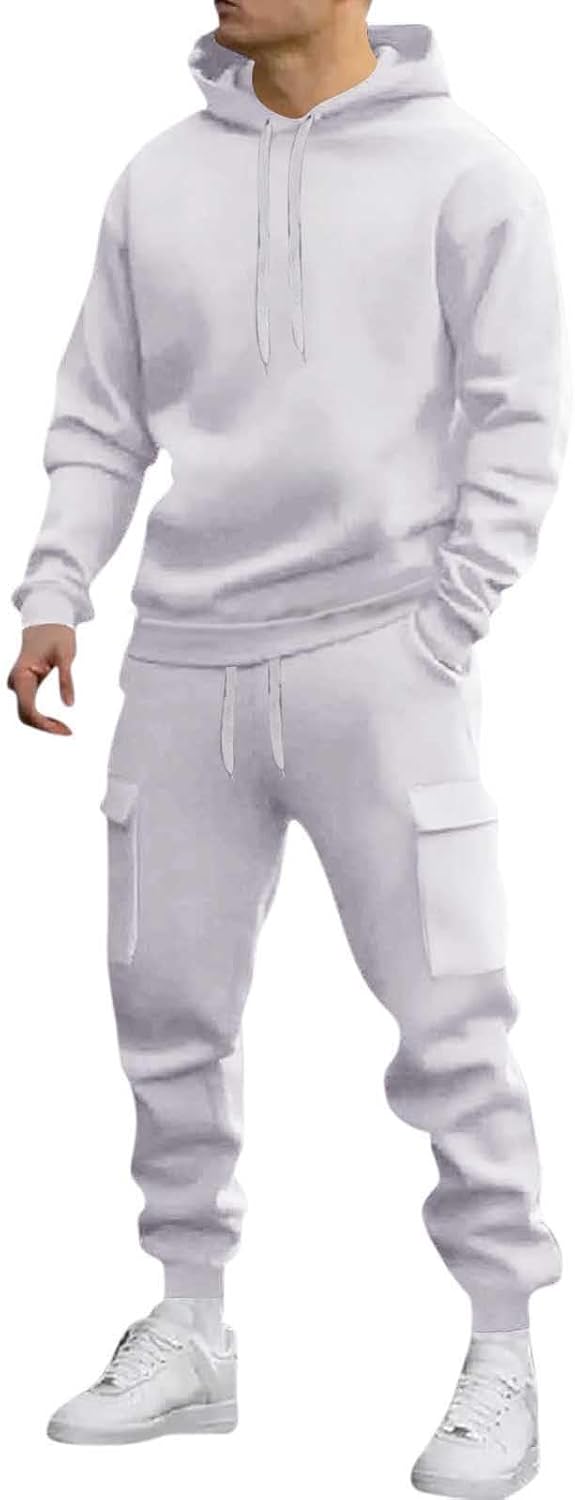 Cambkatl Men's Tracksuit Pullover Hoodies Sweatsuit Drawstring Cargo Pants Jogging Suit Set 2 Piece Workout Gym Outfits