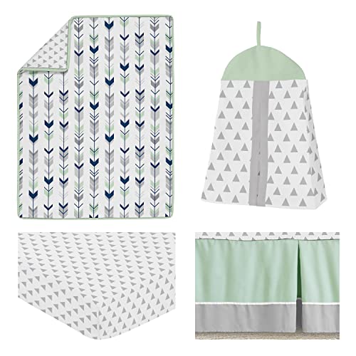 Grey, Navy Blue And Mint Woodland Arrow 4 Piece Baby Boy Or Girl Crib Bed Bedding Set #TOP1