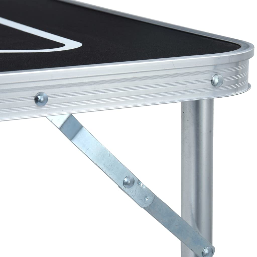 Tavolo pieghevole da birra pong, 240 x 60 cm, regolabile in altezza, per interni ed esterni, tavolo da campeggio portatile con maniglia per il trasporto, nero