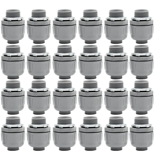 MAKERELE 24-Pack 3/4 Inch 180° PVC Liquid Tight Connectors - Commercial and Industrial Grade, Flexible Conduit Connector, Weather Resistant for HVAC and Machine Tools