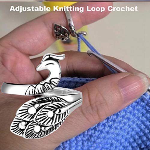 Adjustable Knitting Loop Crochet Ring,Advanced Phoenix Ring, Loop Knitting Accessories,Yarn Guide Finger Holder Knitting Thimble Knitting Loop Ring Crochet Ring (Advanced Phoenix)