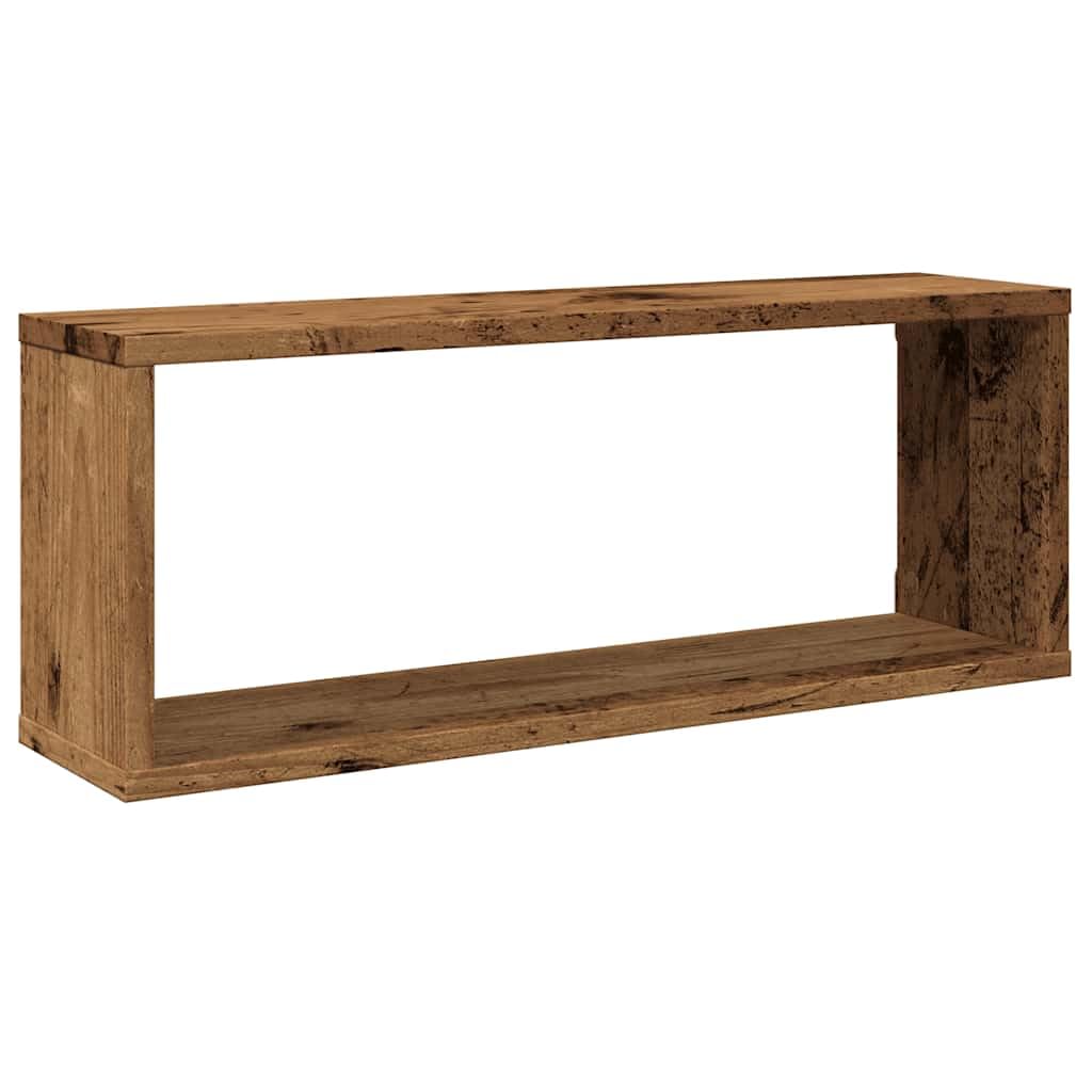 Scaffalature, mensole da parete e sporgenze, mensole cubiche da parete, 6 pezzi, in legno antico, 60 x 15 x 23 cm, in legno ingegnerizzato
