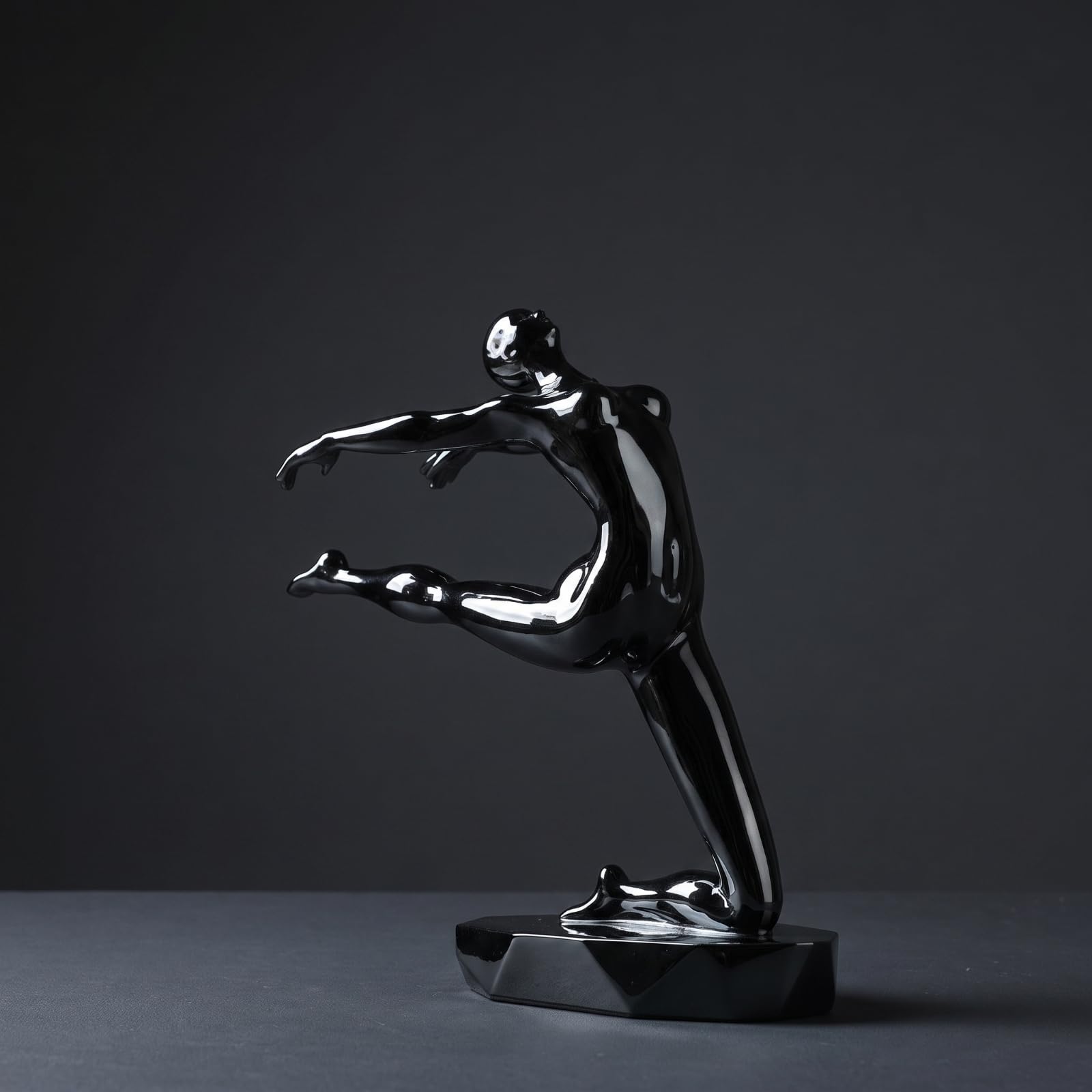 Statuetta Stilizzata Moderno Decorazione | Statua da Tavolo, Astratto, per Soggiorno, Studio, Libreria, Nero, 34x14x33cm