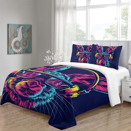 Parure de lit microfibre douce anti-glisse fermeture éclair lapin 3D