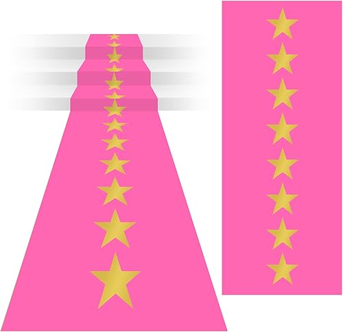 Timgle Alfombra desechable de plástico roja para fiestas, películas, noche con estrella dorada, para suelo, escaleras, cumpleaños, boda, decoración