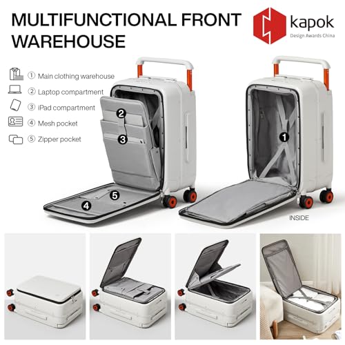 Mixi Carry On Luggage Wide Handle Luxury Design Rolling Travel Suitcase PC Hardside with Aluminum Frame Hollow Spinner Wheels, with Cover, 20 inch, Smoke White Mixi Carry On Luggage Wide Handle Luxury Design Rolling Travel Suitcase PC Hardside with Aluminum Frame Hollow Spinner Wheels, with Cover, 20 inch, Smoke White