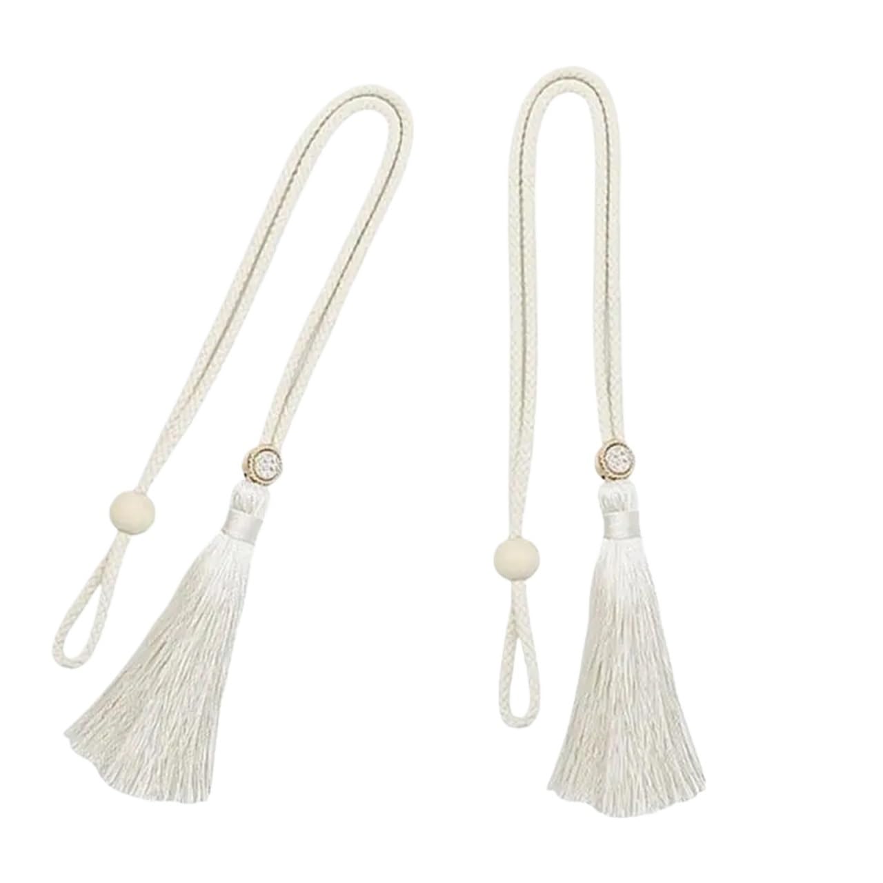 Lot de 20 embrasses de rideaux en coton naturel avec pampilles tissées à la main pour décoration de la maison (embrasses à anneaux)