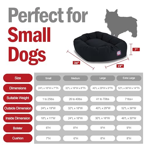 Image of Majestic Pet 24 Inch Bagel Calming Dog Bed Washable - Cozy Soft Round Dog Bed with Spine Support for Dogs to Rest their Head - Fluffy Donut Puppy Mat 24x19x7 (Inch) Small - Black