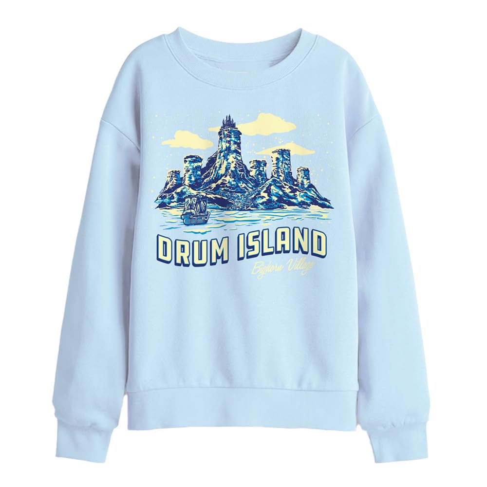 One Piece Drum Island Postcard Poster Kids Sweatshirt, Light Blue, 5-6Y