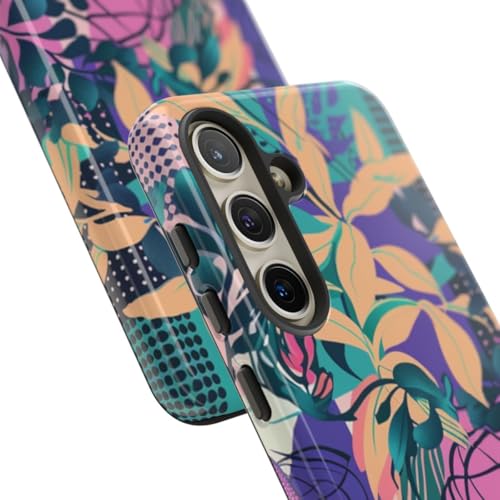 Coque Samsung S24 violette d'exception rigide brillante motif floral