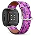 CJBROES Replacement Leather Watch Band, Compatible with Fitbit Versa 3 and Fitbit Sense of Wristband Bracelet Accessory - Colorful Foliage Watercolor
