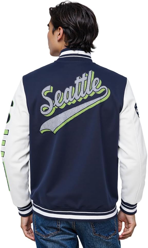 Pro Standard Mens NFL Seattle Seahawks Script Tail Varsity Jacket - Image 2