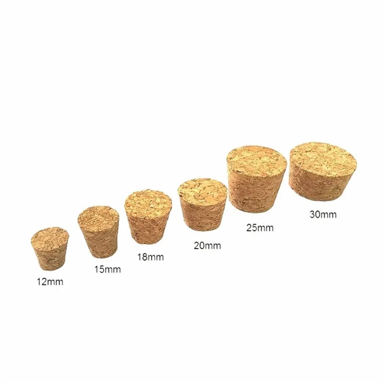 Tappo in sughero for provette in legno for di diametro 12/15/18/20/25/30 mm, rubinetto for bottigliette piccole senza, confezione da 50 pezzi(18mm)
