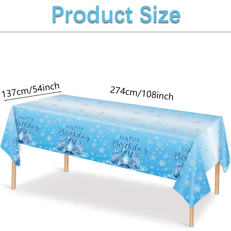 Weihnachts Tischdecke Schneeflocken Design – Wasserdichte Plastikdecke, 137x274 Cm, Rechteckig, Blau-weiß, Für Winterpartys, Frozen-Motive & Weihnachtsessen Weihnachtsdeko Einweg