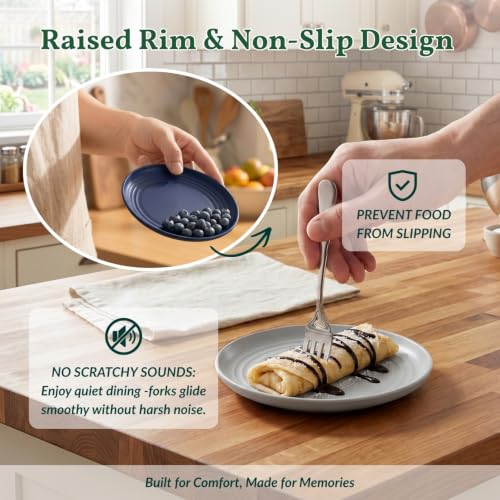 Image of Homienly Wheat Straw Mini Plates | For Dessert, Appetizer, Breakfast & Snacks | Long-lasting Plastic Plates & Salad Plates Collection -8-Pack Small Plate Set -Island Series
