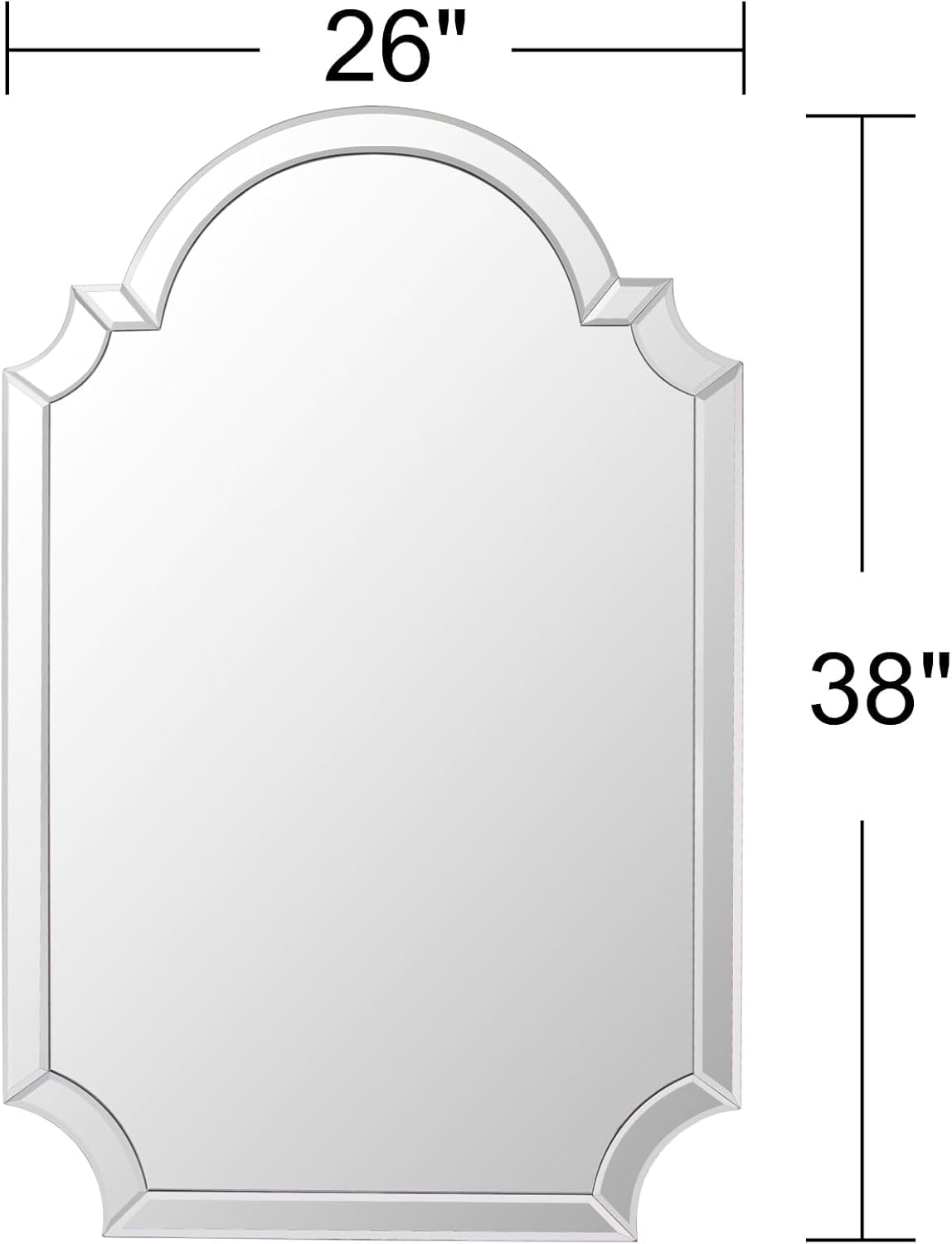 Chende 26" x 38" Arched Decorative Wall Mirror, Living Room Mirror for Decor with Glass Beveled Edge, Modern Bathroom Mirror Above Sink