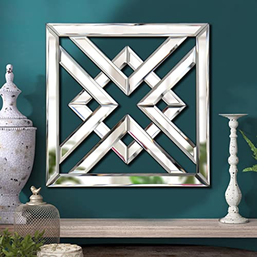 Qmdecor Decor Mirror Size 12X12 Inches Square Mirrored Silver Wall Decorative Mirror With Beveled Edge Modern Fashionable Wall-Mounted Mirrors cover