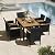 Yaheetech 7 Piece Patio Furniture Set, Outdoor Dining Acacia Wood Table Top Rattan Conversation Set with Soft Cushions, 6 Chairs & 1 Table for Backyard, Deck, Garden & Yard, Black/Beige