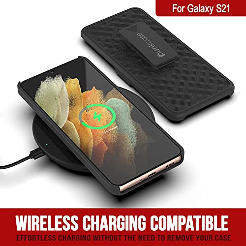 PunkCase Galaxy S21 Holster Belt Clip Case W/Screen Protector & Built-in Kickstand, Black - Image 3