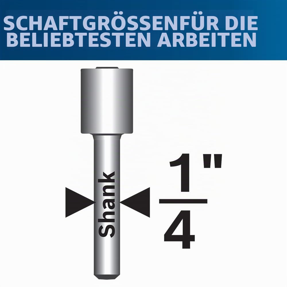 BOSCH RBS006 6-teiliges 1/4-Zoll-Schaft Hartmetallbestückte Mehrzweck-Fräser-Bits Sortiertes Set mit mitgeliefertem Aufbewahrungskoffer für Anwendungen in geraden, Trimmen, dekorativen Kanten,