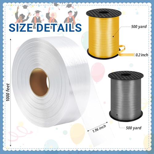 Candy Lei Poly Tubing, 2 Inch x 2000 ft Clear Graduation Candy Lei Making Kit with 4 Rolls 500 yd Ribbon, Clear Shipping Poly Tubing for DIY Graduation Wreaths Packing Snacks by KVCSYAW - Image 2