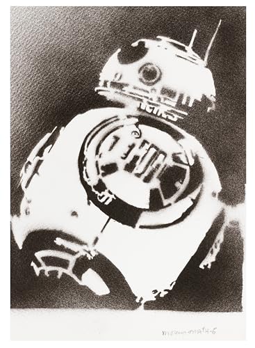 moreno-mata BB8 Autentico Graffiti Hecho a Mano Handmade Poster Peliculas Laminas Decorativas Pared Cuadros Decoracion Salon Modernos Regalos Originales para Hombre y Mujer