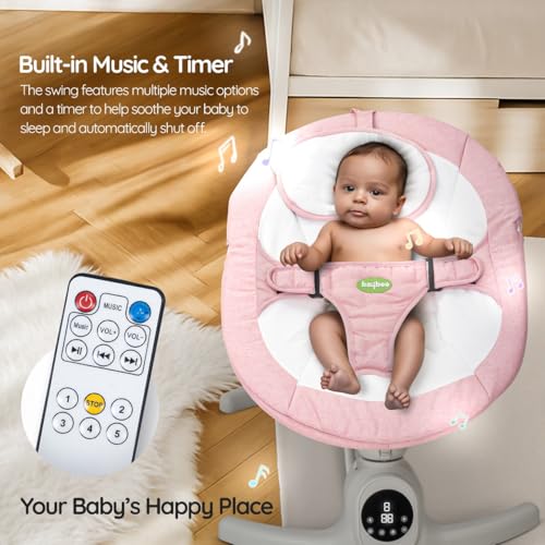 Image of Baybee Wobbles Electric Baby Cradle and Swing | Baby Relaxing Swing Jhula with Adjustable Speed & Timer | Rocker for Babies with Music, Canopy & Mosquito Net, Automatic Cradle for New Born Baby (Pink)