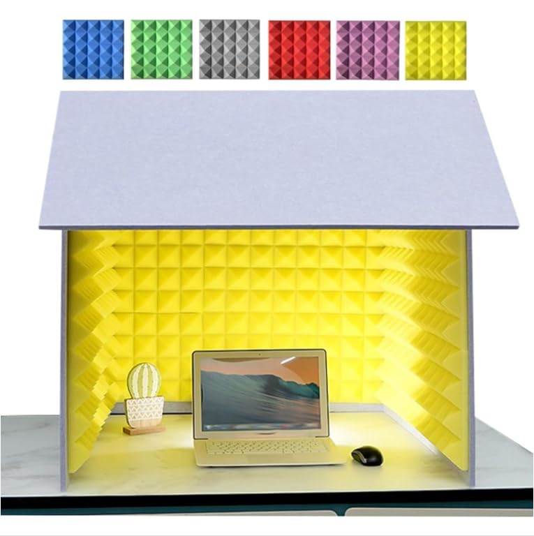 Pannelli acustici portatili, Copertura insonorizzante for scrivania, cabina acustica autocostruita(Pink)