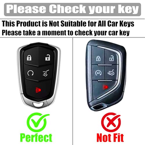 Quekine Soft TPU & Leather Key Fob Cover Compatible with Cadillac 5-Button by Quekine - Used condition - Image 2