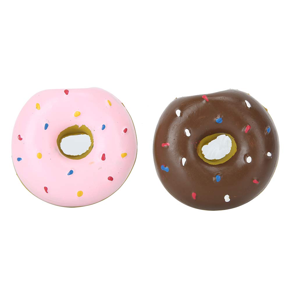 Mrisata Dog Plastic Toy Doughnut Teeth 6.3cm 2pcs Latex Pet Doughnut Shape Sounding Teeth Cleaning Chewing Biting Interactive Training Toy for Dogs - Image 2