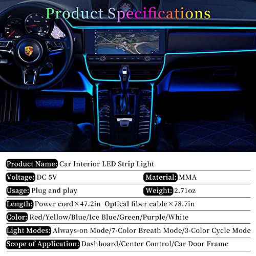 Yfrauto Led Strip Light For Car Interior Lights, 7 Colors Neon Accent Lighting Kits Ambient Lighting Car Interior With 78.7 Inches Usb Plug And Play Strip Light Universal Fit 1-In-1 Lighting Strip #TOP5