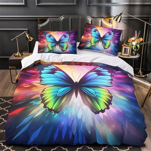 Housse de couette papillon 3D King size 220x240 cm avec 2 taies d'oreiller - 4