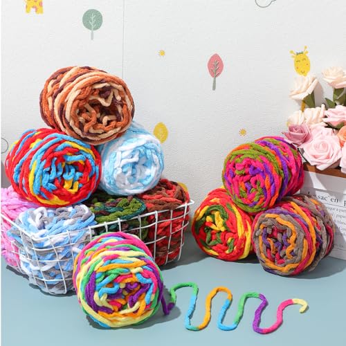 Image of Timgle 32 Skeins Chunky Chenille Yarn for Crocheting, 1470 Yards Bulky Thick Fluffy Yarn Soft Velvet Plush Yarn for Hand Knitting Blanket Crafts Project (Mixed Color)