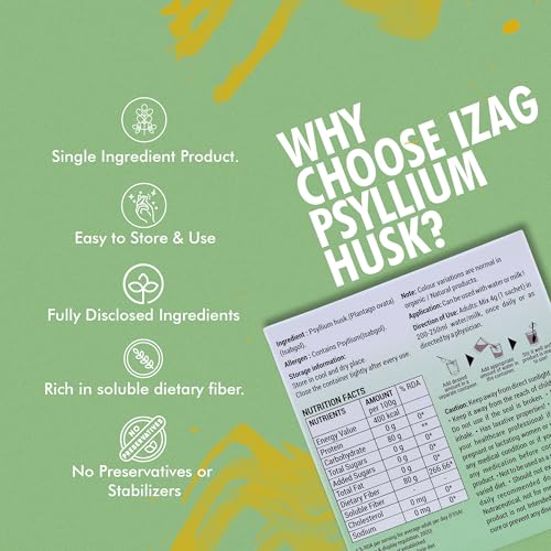Image of iZaG Psyllium Husk (Isabgol) 120 Gram (4 Gram Sachet's * 30 Unit) | Natural Dietary Fiber for Digestion & Gut Health | 30 Travel-Friendly Sachets | 4 Gram per sachets | Sat isabgol