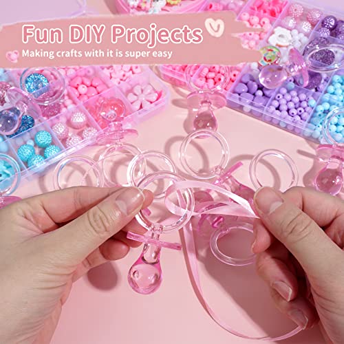 Image of Pacifiers for Baby Shower Game, 36PCS Plastic Pacifiers for Baby Shower Decoration DIY, Large Size Baby Shower Pacifiers, Gender Reveal Party Table Scatter /Hunt Baby Shower Game Props(Pink, 2.75 in)