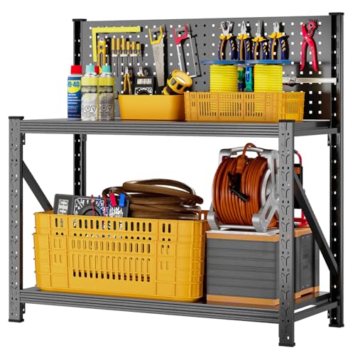 Widened Heavy Duty Workbench with Pegboard, 3000LBS...