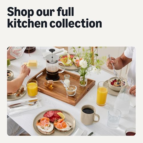 Image of Amazon Basics Stoneware Coffee Mugs, 16 oz, 4-Piece Set, Gloss-Glazed, Stain-Resistant, Microwave, Freezer and Dishwasher-Safe, Linen Gray