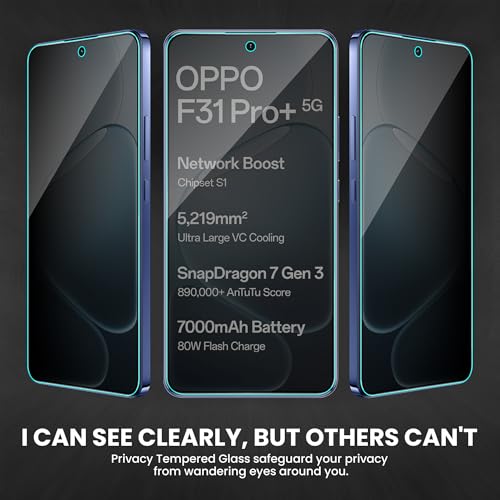 Image of FIRST MART Privacy Tempered Glass for Oppo F31 Pro Plus, 2 Pack | Anti-Spy 9H Screen Protector, Edge-to-Edge, Case-Friendly, Scratch Resistant, Bubble-Free