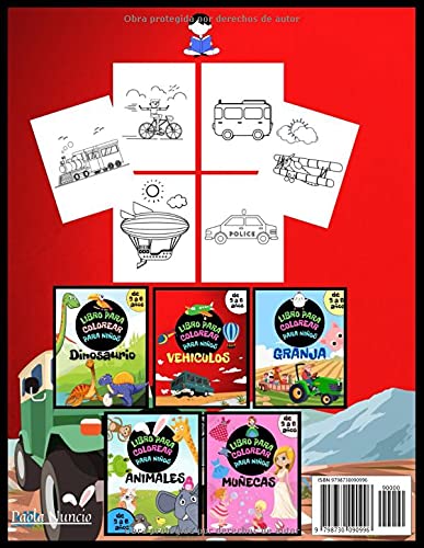 Vista 2 de Libro de colorear de Vehiculos para niños de 3 a 6 años Automóviles, aviones, bicicletas, motocicletas, trenes, barcos y mucho más para que