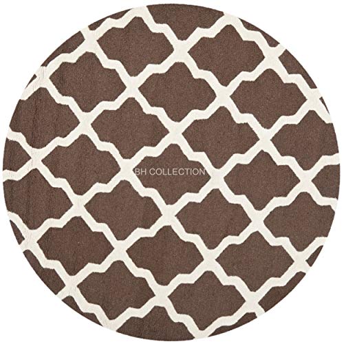 Image of Classical Look Round Handmade Tufted Plain Carpet with Super Soft & Pure Woolen Carpet for Your BEDROOMS & Living Room with 1 INCH Pile Height 6.0 X 6.0 FEET (180x180 cm) Multi