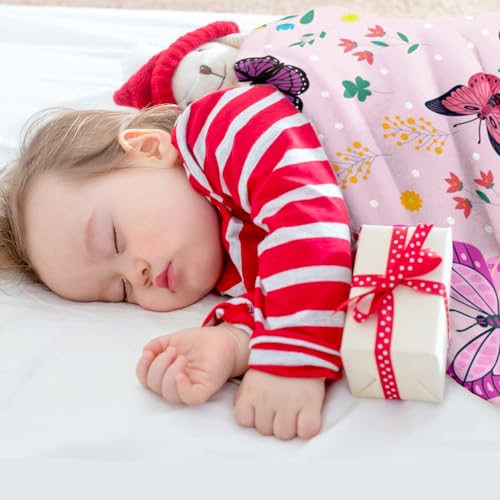 Jameswish Butterfly Throw Blanket For Girls Teens Toddler Pink Soft Fuzzy Flannel Bed Blanket For Kids Adults Plush Colorful Flowers Blanket,50 Inchx60 Inch thumb #2