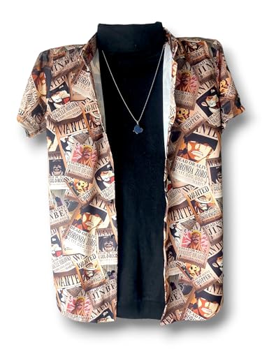 Image of One Piece Anime Wanted Poster Lycra Blend Outfit, Shorts and shirt Set, Dark Peach