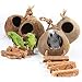 Hanging Bird House with Ladder Natural Coconut Fiber Shell Bird Nest Breeding for Parrot Parakeet Lovebird Finch Canary Coconut Hide Bird Swing Toys for Hamster Bird Cage Accessories Pet Bird Supplies